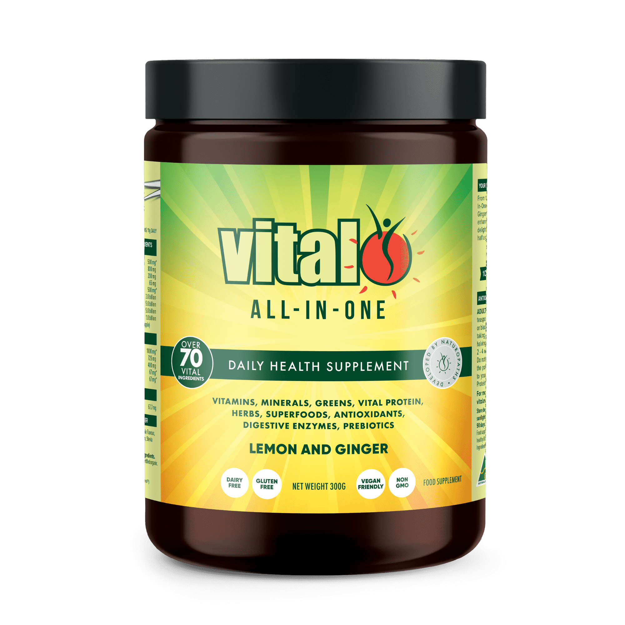 Vital All-In-One Daily Health Supplement - Lemon and Ginger Flavor