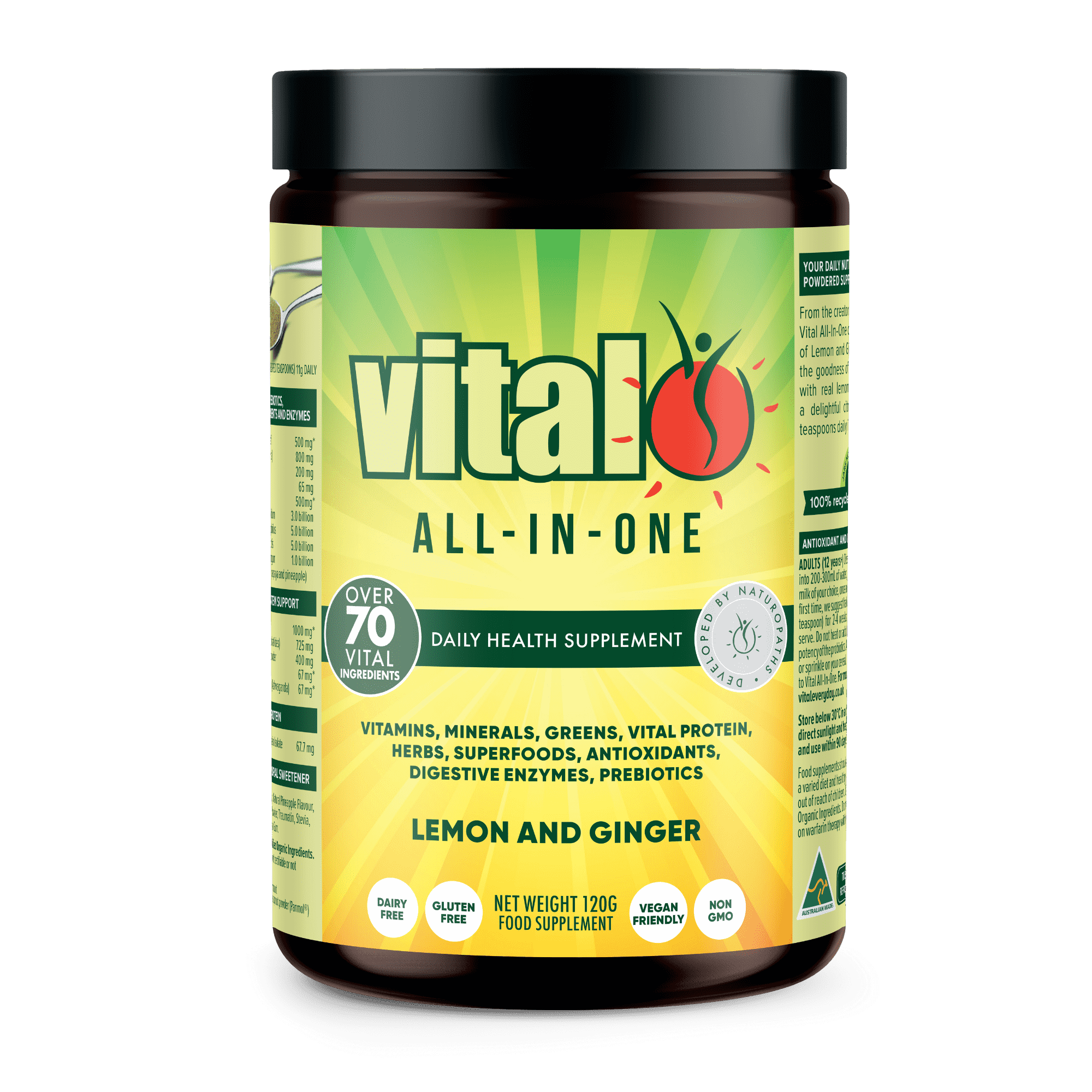 Vital All-In-One Daily Health Supplement - Lemon and Ginger Flavor